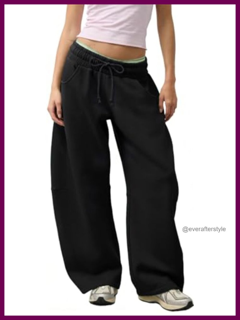 Waitfairy Barrel Sweatpants Women Baggy Wide Leg Pants High Waist fleece